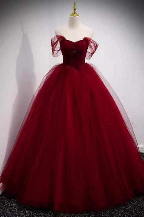 Off-the-shoulder party dress, princess pompous dress, red fairy dress grand evening dress,custom made