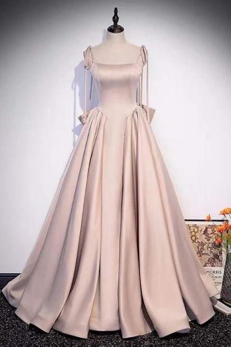 Bow tie evening dress, high-class sweet evening dress, spaghetti strap party dress,custom made