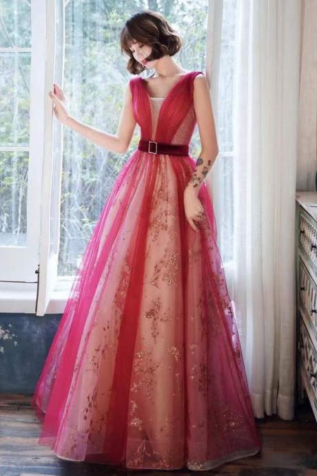 V-neck Evening Dress, Class Prom Dress, Elegant Dress,custom Made