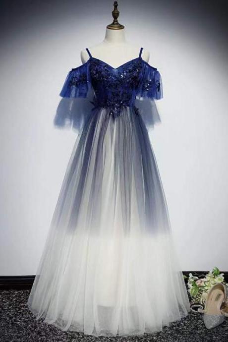 New style, hatler neck prom dress, fairy dress, blue party dress,Custom made