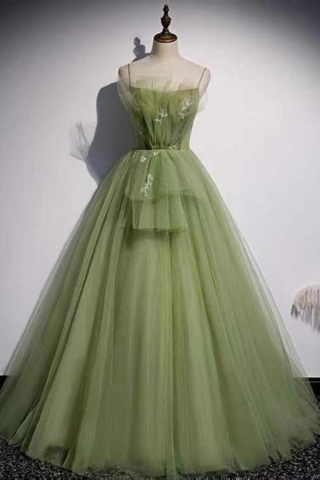 Fairy evening dress, green temperament halter prom dress, fresh party dress,Custom made