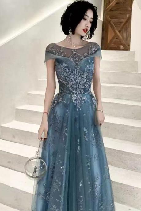 Blue prom dress,new, dream evening dress,, class shiny party dress,Custom made