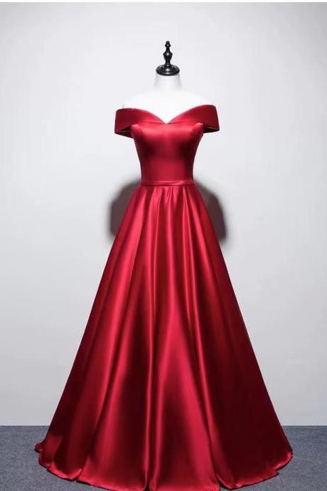 New,red prom dress, off shoulder party dress,Custom made