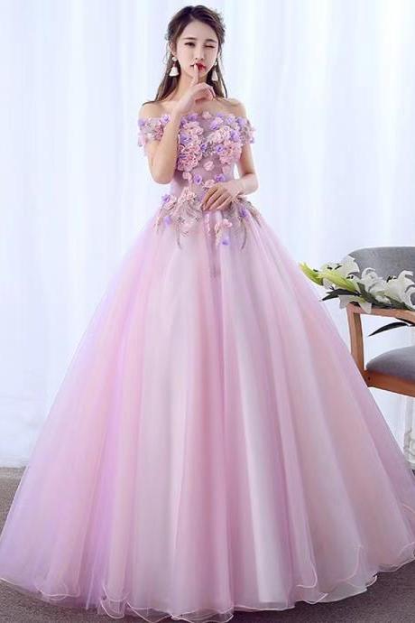 Applique Prom Dress, Off Shoulder Princess Dress. Ball Gown Party Dress,custom Made