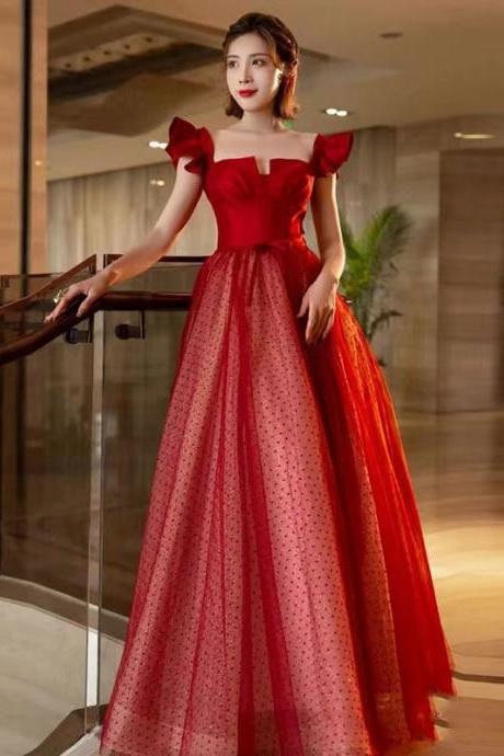 Square Collar Burgundy Dress, Charming Prom Dress,custom Made