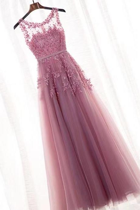 Sleeveless Evening Dress, Pink Bridesmaid Dress, Elegant Formal Dress,custom Made