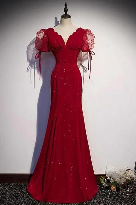 Mermaid dress, red evening dress, high grade sexy prom dress,custom made