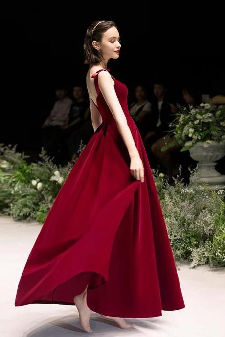 Spaghetti Strap Prom Dress,red Party Dress, Elegant Evening Dress,custom Made