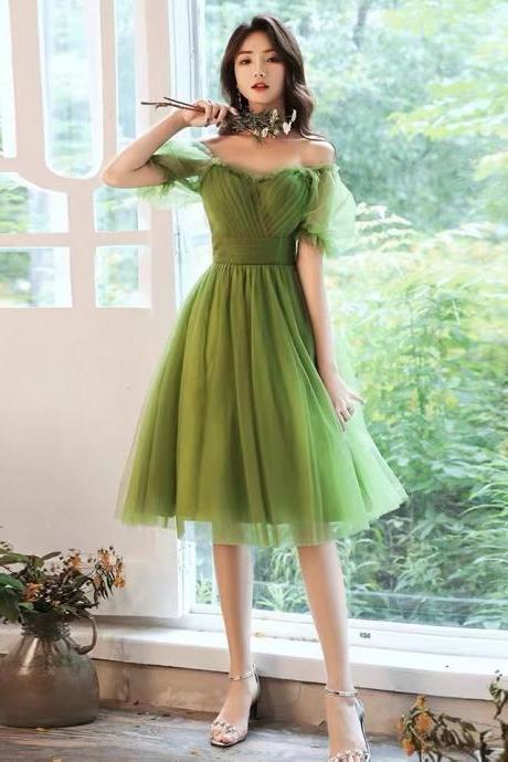 Off shoulder party dresses,fairy prom dresses, green graduation dresses,custom made