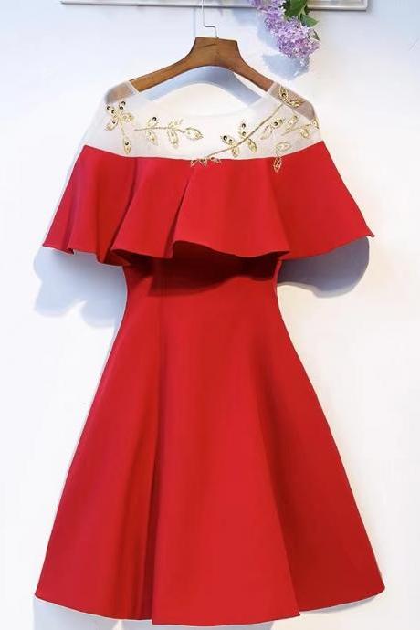 Red Dress,o-neck Party Dress,cute Homecoming Dress ,custom Made