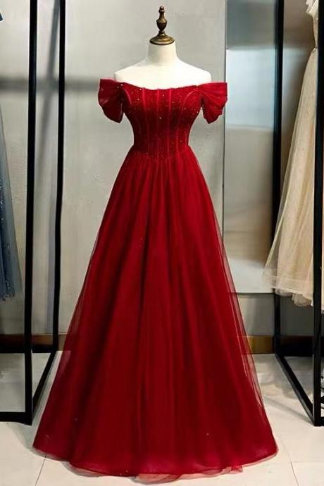 Off Shoulder Prom Dress , Red Dress, Temperament Formal Dress,custom Made