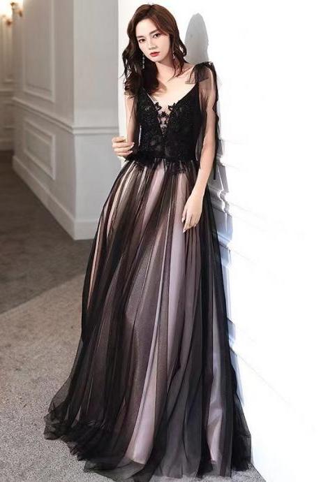 New style, black evening dress, sexy gradient prom dress,custom made