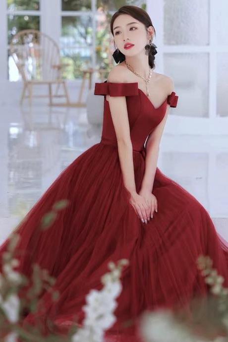 Red evening dress, elegant prom dress,off shoulder party dress,custom made
