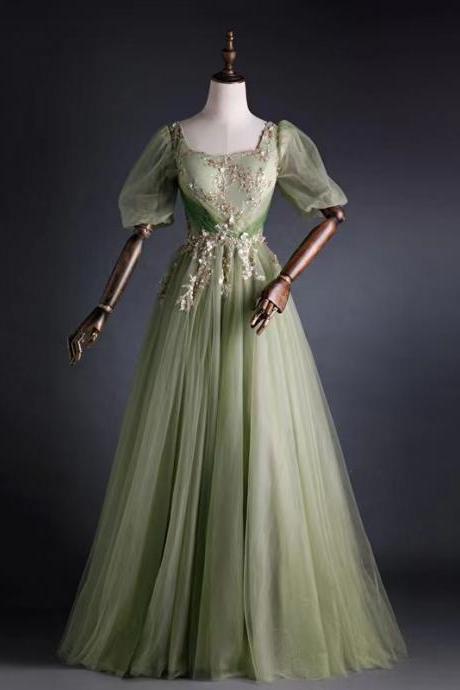 Elegant party dress,formal ball gown dress,green prom dress ,custom made
