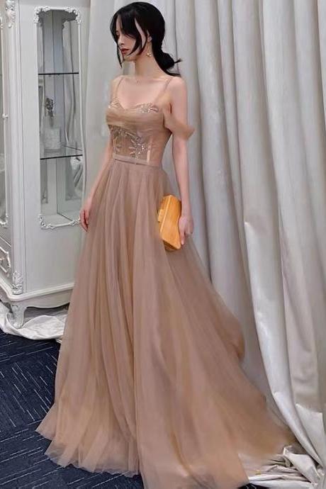 New,sexy, long elegant prom dress, champagne strap party dress,custom made