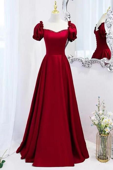 Red party dress ,charming party dress,satin formal evening dress,custom made