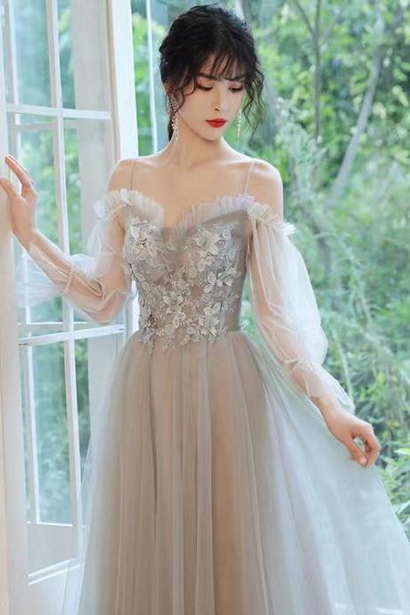 Long sleeve bridesmaid dresses,fairy party dresss,chic prom dresses,custom made