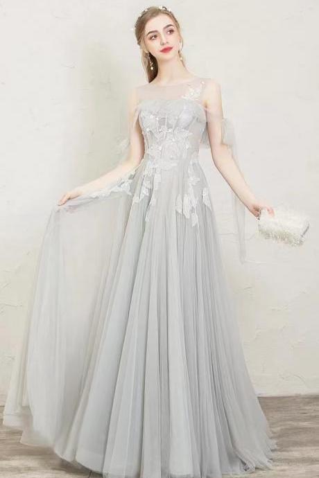 grey prom dress,sleeveless evening dress ,fairy party dress,custom made