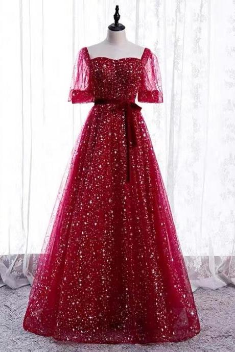 New,Red dress, unique star party dress, fairy elegant evening dress,custom made