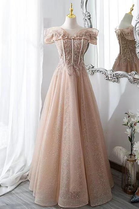 Dream evening dress, fairy temperament long bridesmaid dress, off shoulder prom dress,custom made