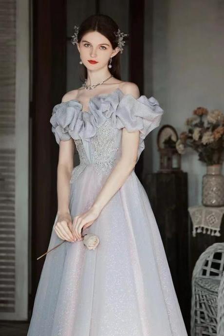 Off-shoulder evening dress, princess birthday dress, socialite party dress,custom made