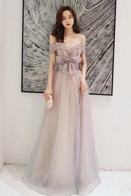 Pink evening dress, new , temperament, socialite party dress, off shoulder fairy dress,custom made