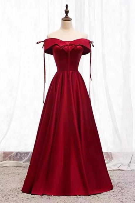 Off shoulder red long party dress, cute evening dress,custom made