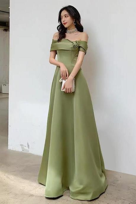 Off shoulder evening dress, high sense chic evening dress, green luxury prom dress,custom made