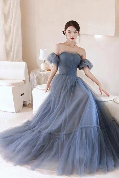  luxury evening dress, off-the-shoulder prom dress, new, high quality blue dress,custom made