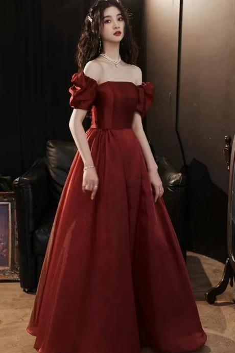Red party dress, off-the-shoulder evening dress, escape princess prom dress,custom made