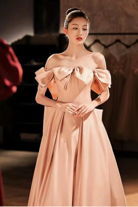 Pink satin evening dress, cute birthday dress, sweet party dress,custom made