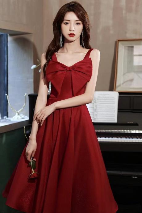 Red evening dress ,cute birthday dress, sqpaghetti strap party dress,custom made
