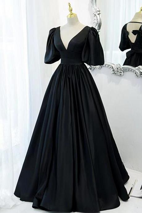 Black Evening Dress, V-neck Plus-size Prom Dress, High Quality Princess Dress,custom Made