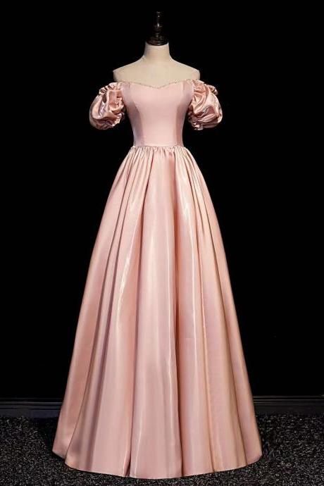 Pink Prom Dress, Class Evening Dress, Off-the-shoulder Wedding Dress, Princess Party Dress,custom Made