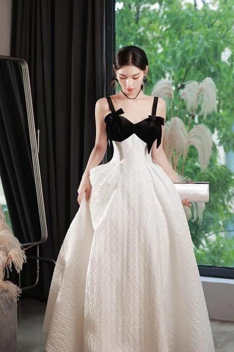 White prom dress, cute evening dress, spaghetti strap party dress,custom made