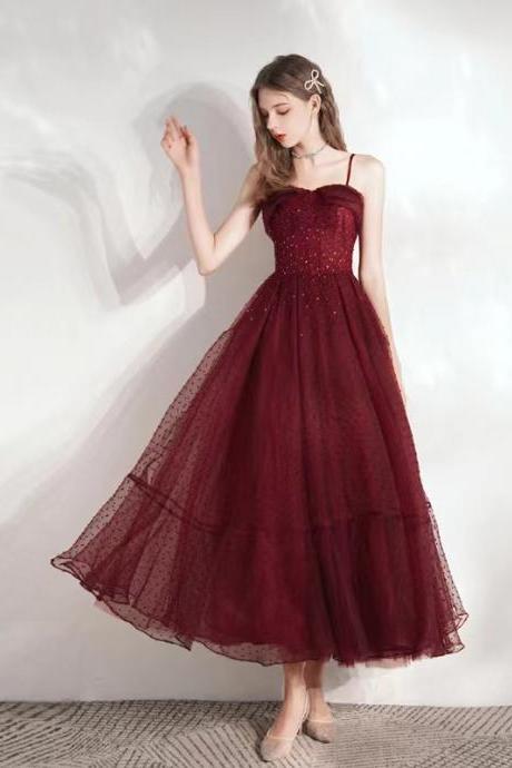 Red pary dress, spaghetti strap midi dress,cute birthday dress,custom made
