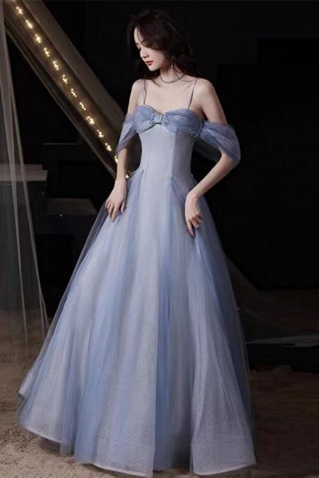 Spaghetti Strap Evening Dress,blue Prom Dress ,sexy Prom Dress,custom Made