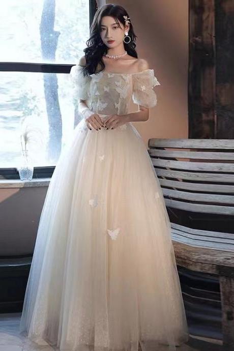 Princess engagement dress, elegant birthday party dress,new champagne bridesmaid dress,custom made