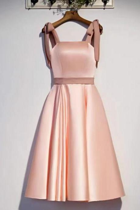 Pink party dress, spaghetti strap homecoming dress,custom made