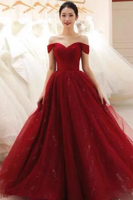 Off shoulder party dress,sexy red prom dress,custom made