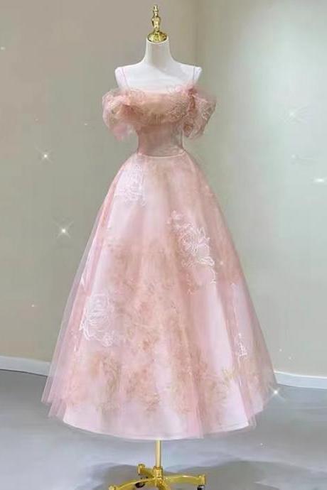 Spatghetti Strap Party Dress,chic Pink Dress,custom Made