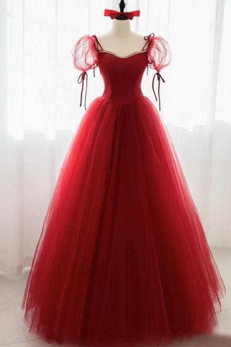 Princess party dress,red prom dress,sweet ball gown dress,custom made