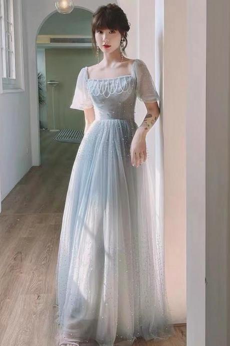 Fairy Party Dress,gray Blue Prom Dress,chic Birthday Dress With Bead,custom Made