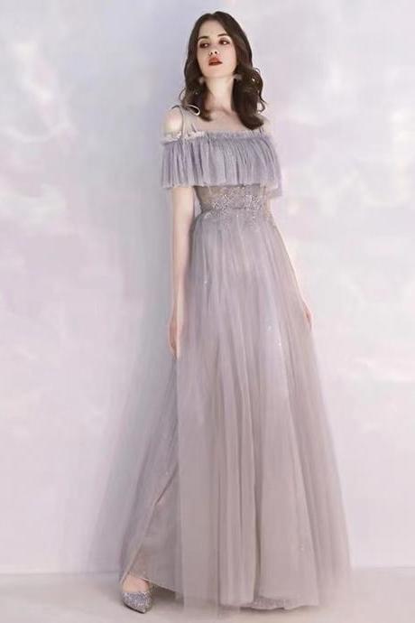 Gray party dress,spaghetti strap prom dress,fairy birthday dress,custom made