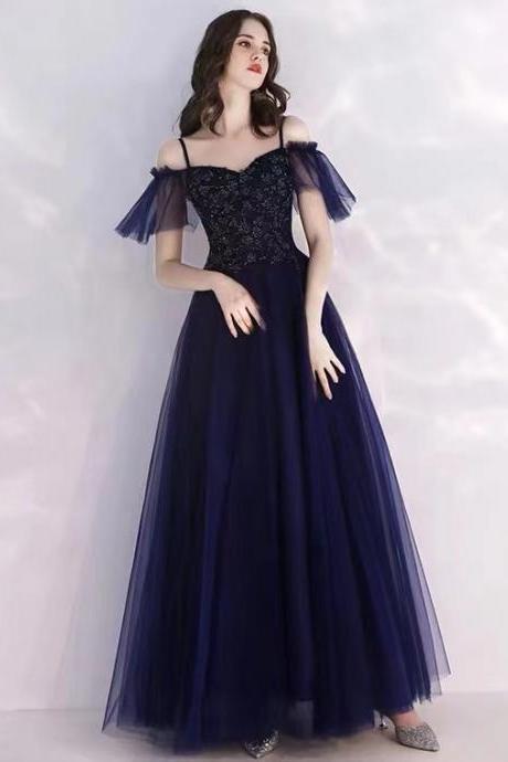Spaghetti Strap Party Dress,fairy Bridesmaid Dress,navy Blue Birthday Dress,custom Made