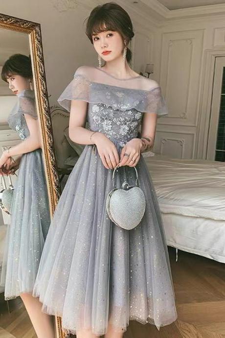  gray bridesmaid dress, birthday dress , luxury socialite fairy dress,custom made