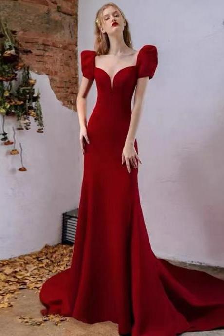 Off shoulder party dress,red evening dress ,sexy mermaid dress,custom made