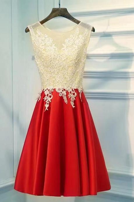 Red Party Dress, O-neck Homecoming Dress,custom Made