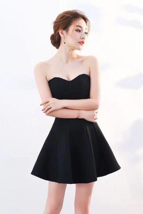 Sexy Homecoming Dress,strapless Party Dress,black Birthday Dress,custom Made