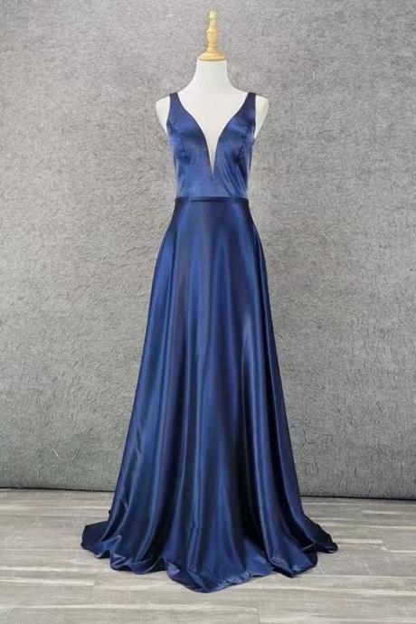 V-neck Prom Dress,royal Blue Party Dress, Sexy Evening Dress,custom Made